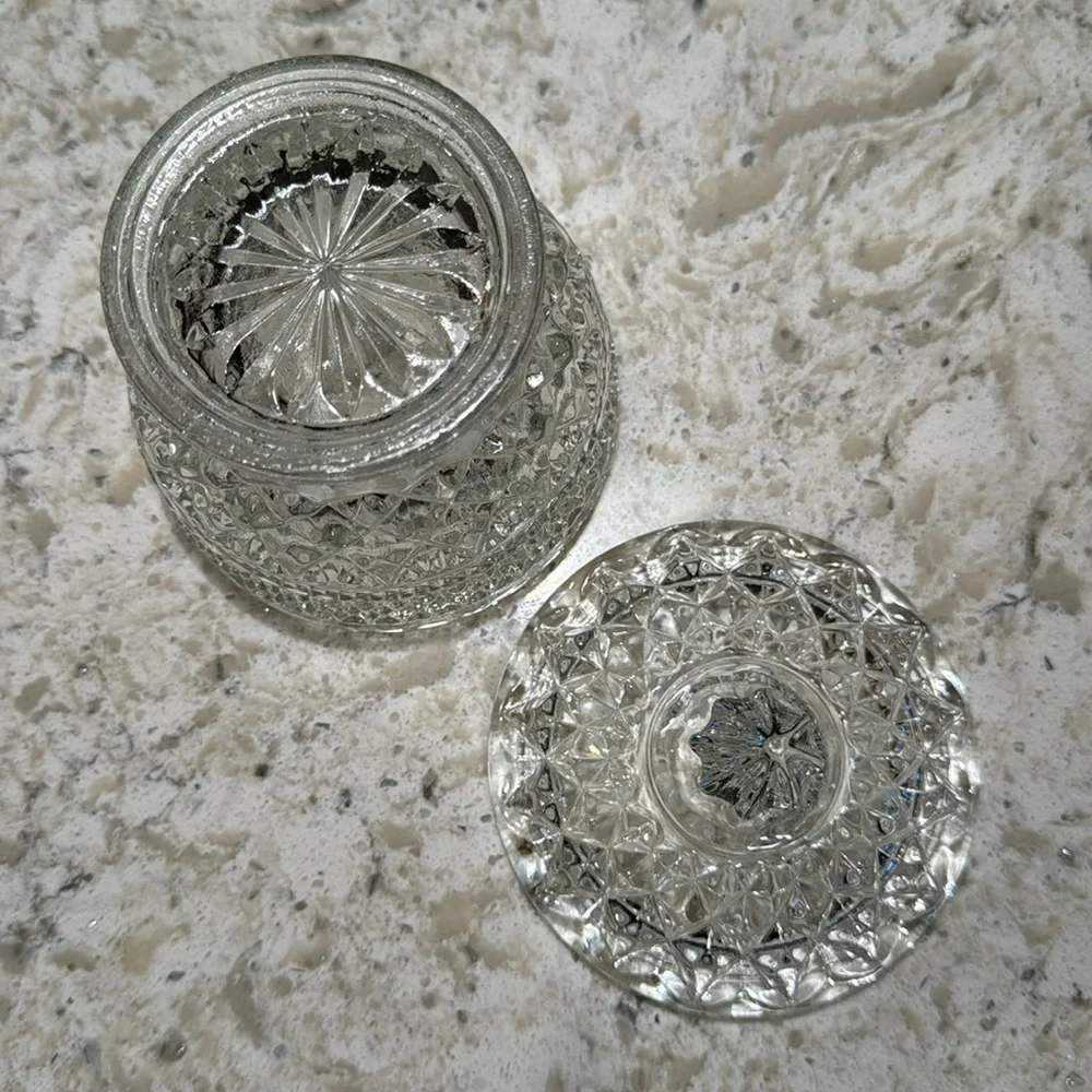 VINTAGE 1960’s~BEAUTIFUL COVERED SUGAR BOWL & CREAMER~ WEXFORD CLEAR PATTERN~G11